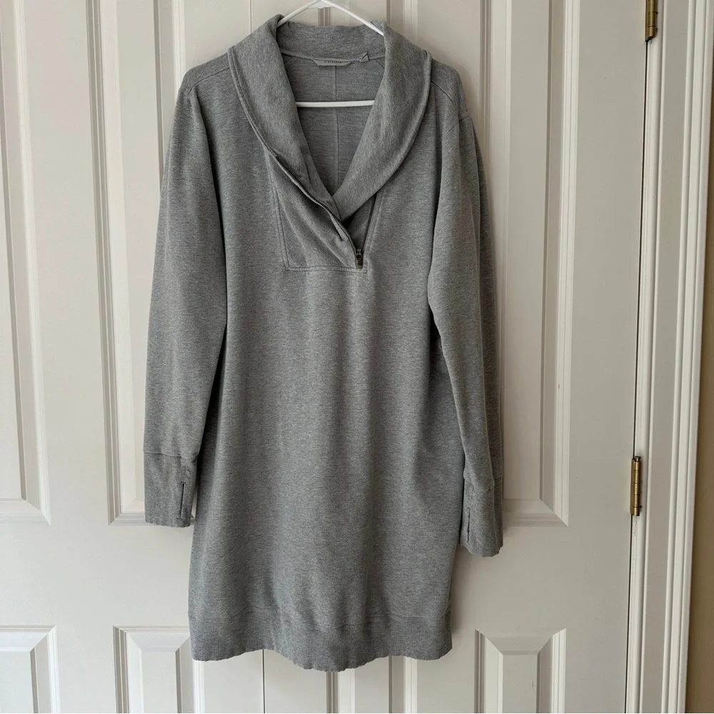 Athleta Tunic Sweatshirt with Cowl Neck and Half Zip Gray Size 1X - Picture 2 of 14
